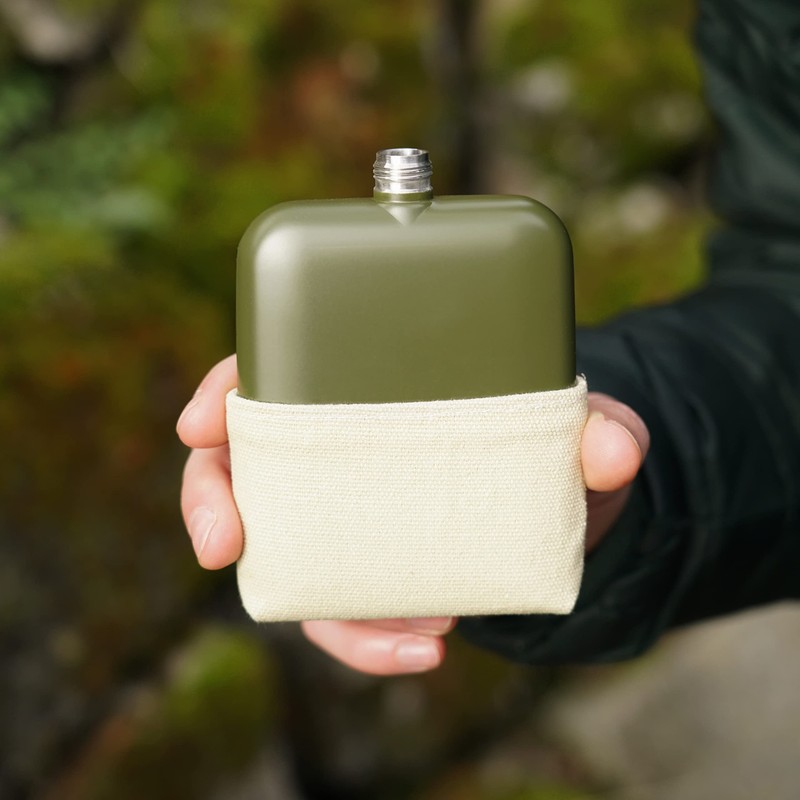 Foster & Rye 7158 Matte Army Green Flask, One Size