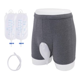 Urine Collection Bag, Reusable Portable Silicone Urinal with 2 Urine Catheter Bags, External Catheter for Men, Portable & Comfortable Wearable Urinary Drainage (M)