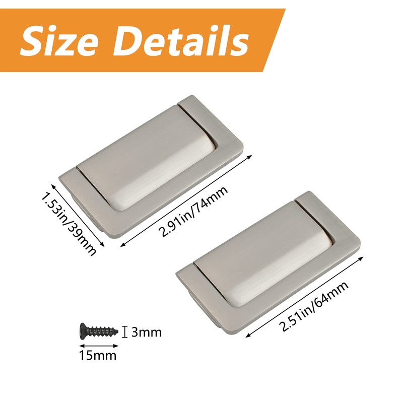 MOROBOR 4PCS Flush Ring Hidden Pull Handles, Zinc Alloy Cabinet
