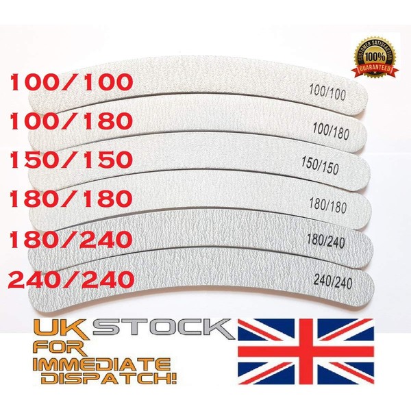 25x Nail Files Zebra Shape CURVED BANANA BOOMERANG Double Sided