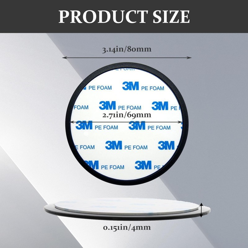 WSHuayee Dashboard Pad Mounting Disks, 80mm Round Sticky Pads for