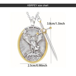 KBRPEY Saint Michael Necklace for Men St Michael Archangel Medal Protection Pendant, Christian Amulet, Fashionable Retro Men's Alloy Necklace Pendant, Prayer Pendant Necklace (Type A)