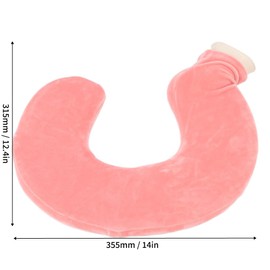 HAOHIZE HAOHIZE U Shaped Hot Water Bottle, 1L Hot Water Bottle Warm Neck Soft Rubber Hot Water Bag with Detachable Cloth Cover Heating Wrap Pillow Hot Water Bag (Flesh Red)