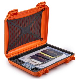 Evergreen 85 Document Discrete Locking Storage Protective Case - Ideal for Harsh Environments, Flooding, Boating, Smoke Proof, Travel Safe/Mil Spec/Waterproof/USA Made - for Documents (Orange)