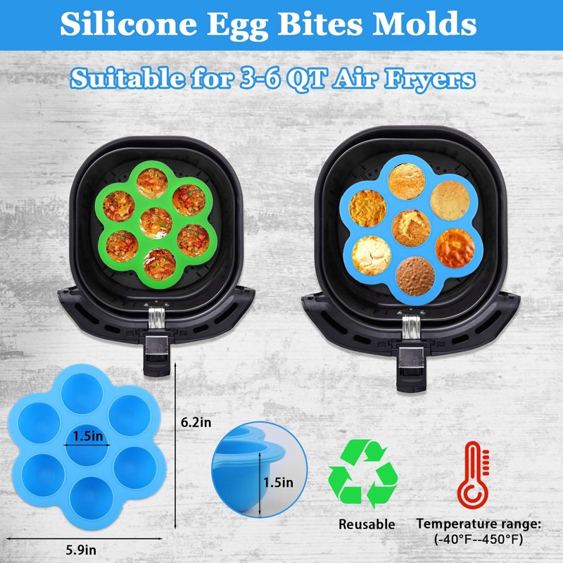 XANGNIER Silicone Air Fryer Egg bite Mold with Lid-Alternative to