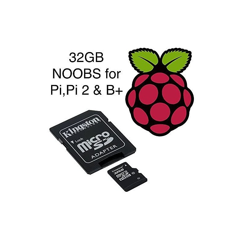Micro SD card preloaded with NOOBS or Raspbian for Raspberry