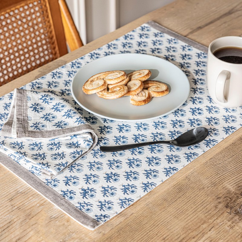 over&back Set of 4 Hand-Blocked Placemats - Colorful Dining Table