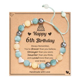 POWWA 5-16 Years Birthday Gifts for Girls and Her, Meaningful Natural Stone Bracelet with Message Card for Daughter, Granddaughter, Niece, Sister, Girlfriend, Birthday Gifts for Girls and Her, Stone,