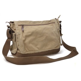 Gootium Canvas Shoulder Bag - Vintage Cross Body Messenger Bag Mens Satchel, Khaki