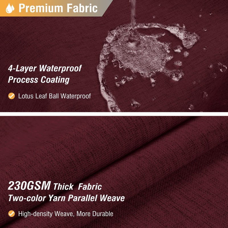 BTTN Burgundy Shower Curtain - Linen Textured Heavy Duty Waterproof