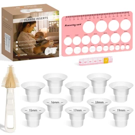 Flange Inserts 10PCS 15/16/17/18/19mm for 24mm Pumps, Flange Sizing Kit Compatible with Medela Elvie Lansinoh Spectra Momcozy Breast Pump Accessories, Breastfeeding Essentials Kit for New Mom