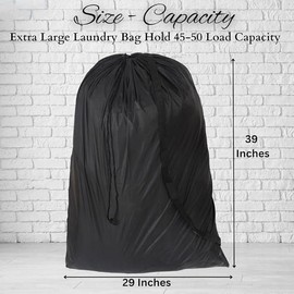 BlingSoul Extra Large Laundry Bags Set of 3 (29 x 39 inches) for Traveling, College, and Dorm Rooms. Includes Free Reusable Peg Bag. Ideal for Storing Dirty Clothes.