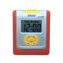 VISIONU English Talking LCD Digital Alarm Clock with Big Time Display and Loud Voice and Snooze, for Blind People or Visually Impaired People or Low Vision (Orange)