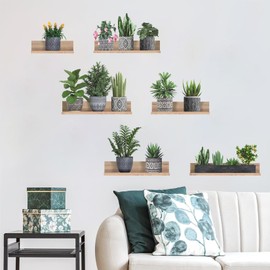 LHIUEM Potted Plants Wall Decals Vine Stickers Green Botanical Decals(12”X33”) Cottagecore Greenery Stickers Plant Spring Clings Tropical Wall Art 3D Vinyl Succulent Wall Clings for Office Lavatory