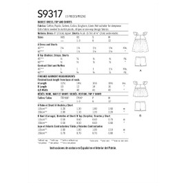 Simplicity Babies' Dress, Top and Pull-On Shorts Sewing Pattern Kit, Code S9317, Sizes XXS-XS-S-M, Multicolor