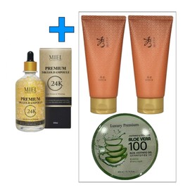 Miel Premium 24K Gold Ampoule 100ml+Sooryehan Cleansing Foam 2+Aloe Soothing Gel 300ml / 미엘 프리미엄 24K 골드 앰플 100ml+수려한 클렌징폼 2+알로에 수딩젤 300ml