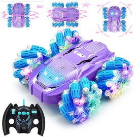 YI-YANG-AII Remote Control Car,RC Stunt Cars Toy 360°Rotating Flips Racing Kids All Terrains Drift Cars with LED Controller,4WD 2.4GHz Double Side Monster Trucks for 5,6,7,8-12 Girls Boys