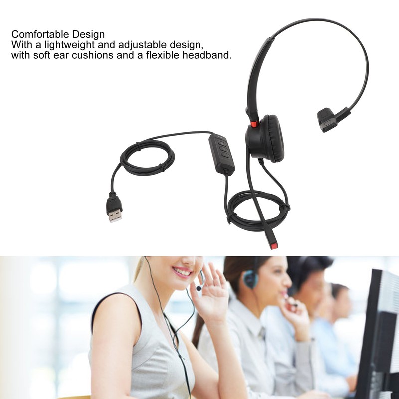 Telephone Headset Noise Canceling Comfortable Versatile Single Ear PC Headphone