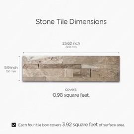 Tic Tac Tiles Peel and Stick Self Adhesive Removable Stick On Kitchen Backsplash Bathroom 3D Stone Tiles (12-Sheet) (Stone Brown)