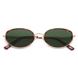 SOJOS Retro Trendy Oval Polarized Sunglasses for Women Men, 90s Vintage Circle Round Sunnies SJ1248, Brown tortoise/Green