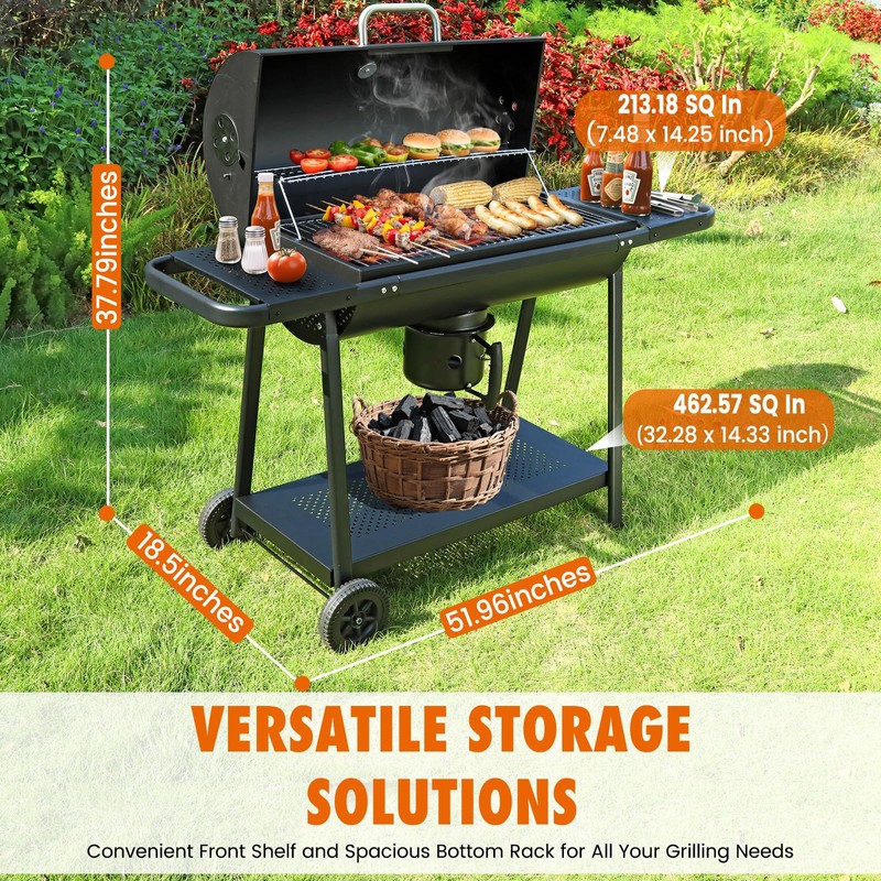 Realcook BBQ Barrel Charcoal Grill: Spacious Premium Outdoor Barbecue Grills