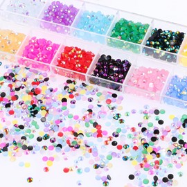 2400pcs 3mm Rhinestones Bling Jelly Diomands in Bulk, Nail Art Resin Rhinestones Bedazzling Flatback Crystals Non Hotfix Gems for DIY Tumblers Clothing Shoes Manicure