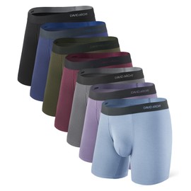 DAVID ARCHY Mens Underwear Rayon made from Bamboo 7-Pack, Wicking-Moisture & Cool Boxer Briefs with Support Pouch, Breathable Soft Stretch boxers for men with Fly (XXL, Dark Seven Colors - 6.5'')