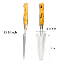 Generic Garden Knife & Trowel with Measurements - Includes Steel Blade, Wood Handle for Small Plant Moving, JG-MW058340(3)