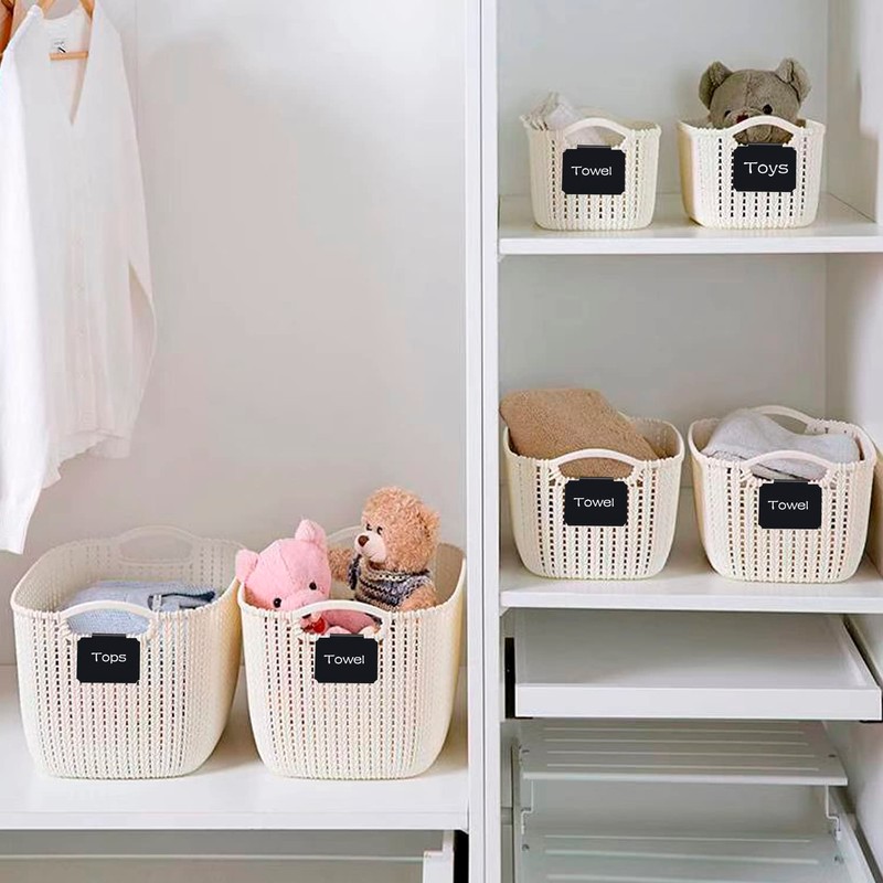 Basket Labels Clip Set - 12 Removable PVC Bin Label