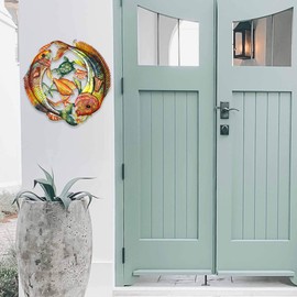 Global Crafts 24" Recycled Handmade Haitian Metal Wall Art Sea Life, Leaping Fish