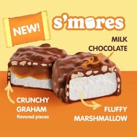 WHITMAN'S S'Mores Caramel Milk Chocolate Candy, 7.3. oz bag (10 pieces) - Marshmallow, Caramel and Graham Cracker Pieces Covered in Milk Chocolate
