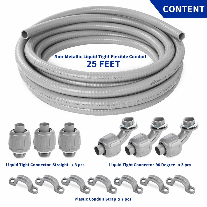 (1/2" Dia * 25 Feet) Yariwiz Flexible Electrical Conduit Liquid