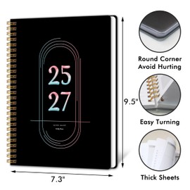 Monthly Planner 2025-2027, 24 Months Planner Calendar 2025-2027, July 2025 - June 2027, 7.3" × 9.5", 25-27 Monthly Calendar Planner for School Office Home Planning - Black