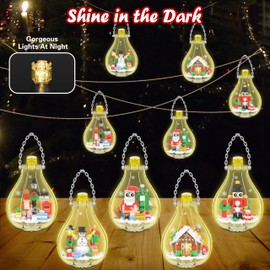 Christmas Ornaments Building Blocks, Christmas Tree Decorations Bulbs with Light, Reindeer, Nutcrackers, Gingerbread House, Snowman, Santa 5 Pack Christmas Toys Xmas Gifts for Kids Stocking Stuffers