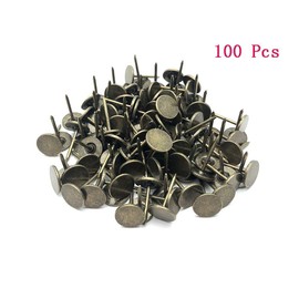 Sydien 100Pcs Bronze Tone Flat Head Thumb Tack Furniture Decor Upholstery Push Pins(11mm x 17mm)