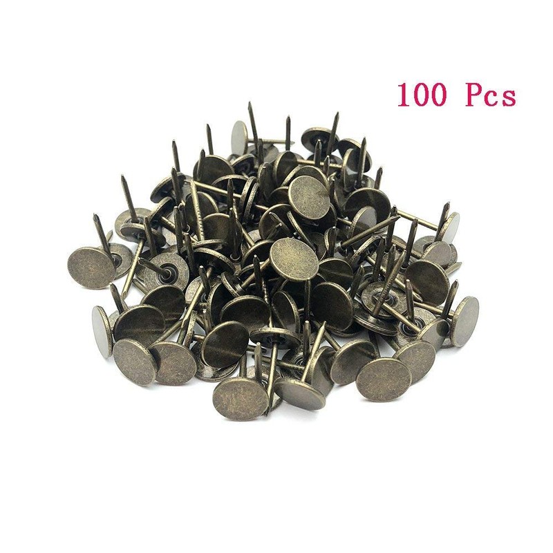Sydien 100Pcs Bronze Tone Flat Head Thumb Tack Furniture Decor
