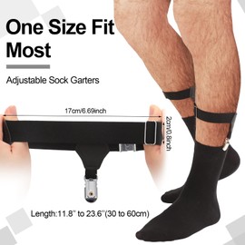 Eurzom 4 Pack Men's Sock Garters Men's Sock Suspenders Sturdy Clip Adjustable Garters Belt for Men One Size