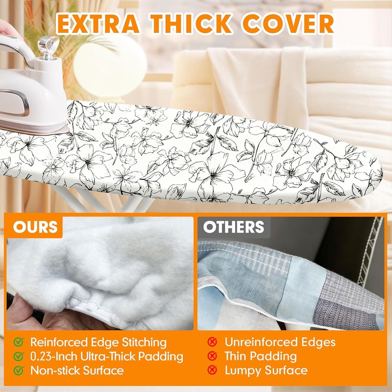 Ironing Board Cover and Pad, 18x49 Extra Wide Thick Iron