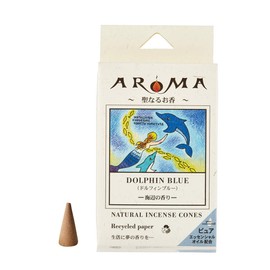 Global Product Planning Aroma Incense, Dolphin Blue, 16 Capsules (Cone Type Incense, Burning Time: Approx. 20 Minutes, Seaside Scent)