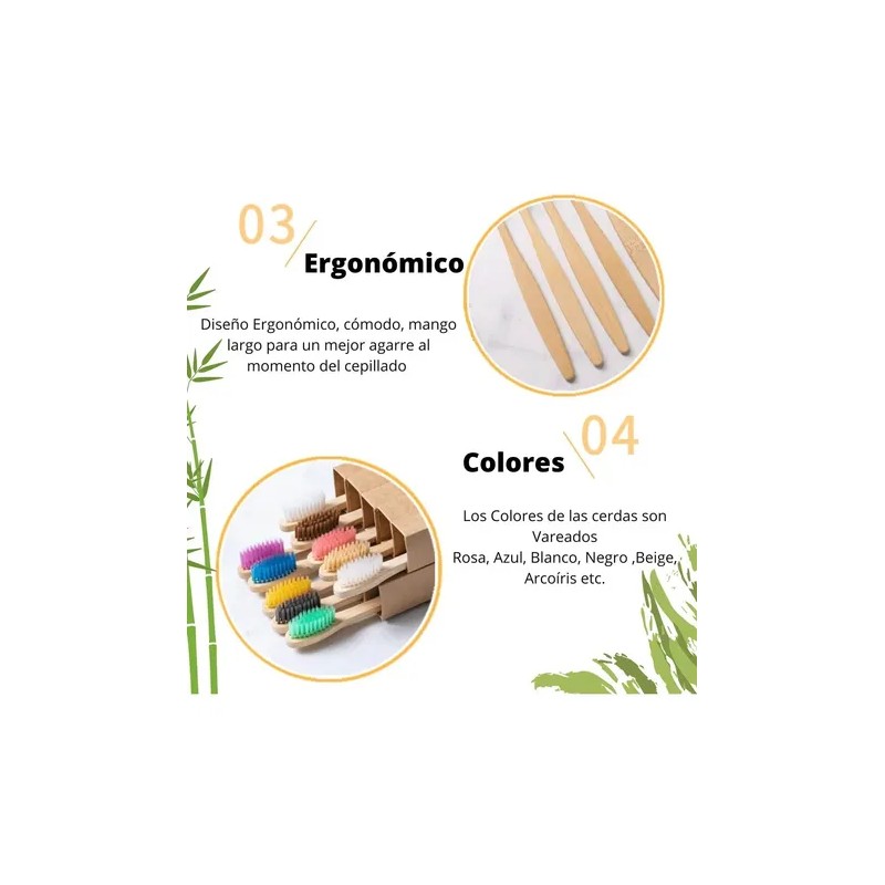 Cepillo Dientes Bambú Biodegradable Suave Ecológico 6pz Full