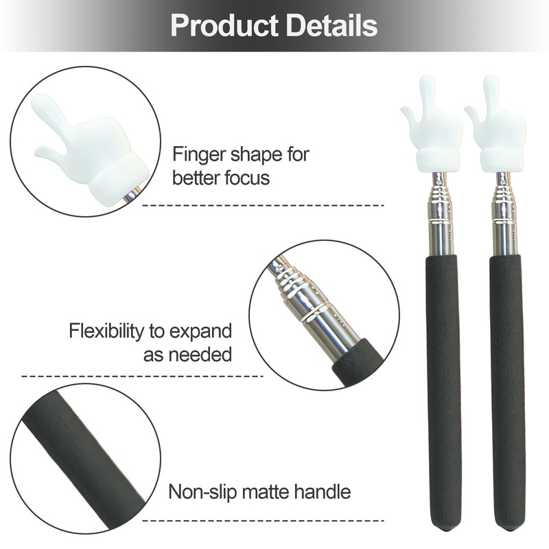 4Pcs Telescopic Teachers Pointer, Extendable Hand Pointer Finger Pointer Stick,