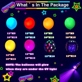 Glow in The Dark Party Decorations, Neon Party Decorations with Let’s Glow Crazy Banner,Neon Balloons Garland,Neon Paper Streamers for Glow in The Dark Birthday Party, Let’s Glow Crazy Party Décor