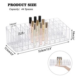 ELLDOO Rollerball Perfume Organizer, 44 Spaces Clear Acrylic Perfume Storage Holder Beauty Scent Holder, Essential Oil Storage Holder Organizer, Makeup Lipgloss Lipstick Display Case