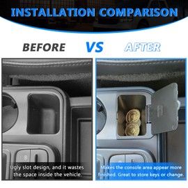 TOPINSTALL Center Console Coin Holder Compatible with 2022-2025 Ford Maverick Accessories, Console Flip-Top Coin Storage Box, Maverick Console Organizer ABS Plastic Insert Accessories
