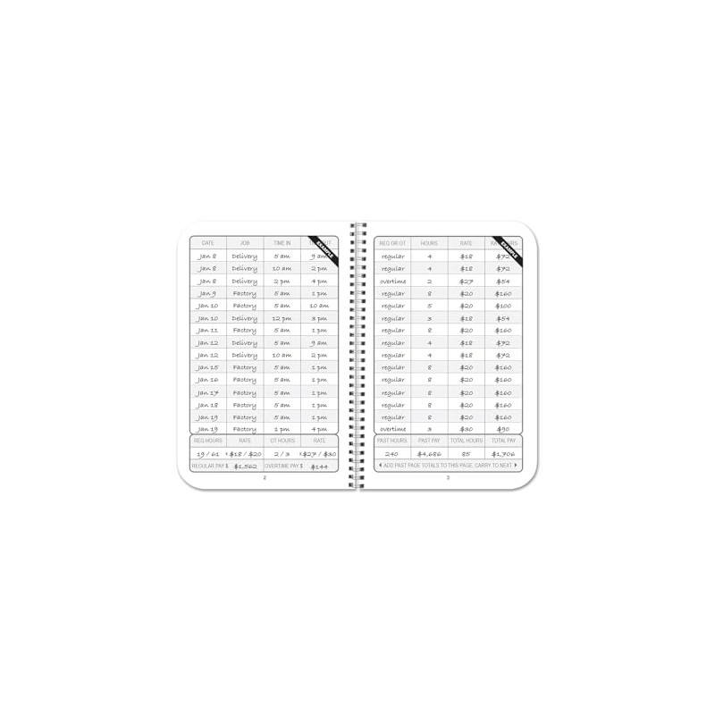 BookFactory Work Hours Log Book/Working Hours Tracking Journal/Plant Worker Tracking