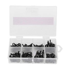 CHEOTIME Fishing Rod Tip Repair Kit Black Stainless Steel Ceramic Ring Repair Replacement 8 Sizes 80pcs Guide Repair Ring for Fishing
