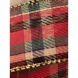 Unbranded CHRISTMAS Plaid Ribbon Wired Edge 1.5”  Woven Gold Edge QUALITY. Tartan Plaid