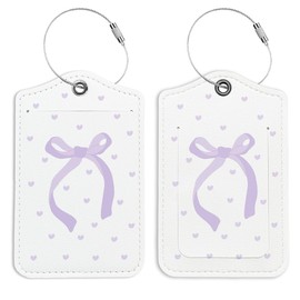 LARTSFRO Coquette Purple Bow Luggage Tags for Suitcases, Cute Bow Luggage Tags for Women, Cute Trendy Girly 2 Pack Luggage Tag for Travel, Teen Girls Gifts Suitcase Tags