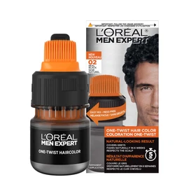 Men Expert One Twist Hair Color for Men, 2 Real Black, Quick Hair Dye for Grey Coverage & Natural-looking Results in 5 minutes, Ammonia-Free, 50ml