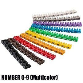 150PCS 0-9 Cord Cable Markers Colourful C-Type Coded Clip on C Wire Marker Number Tag Label for Wire 4mm